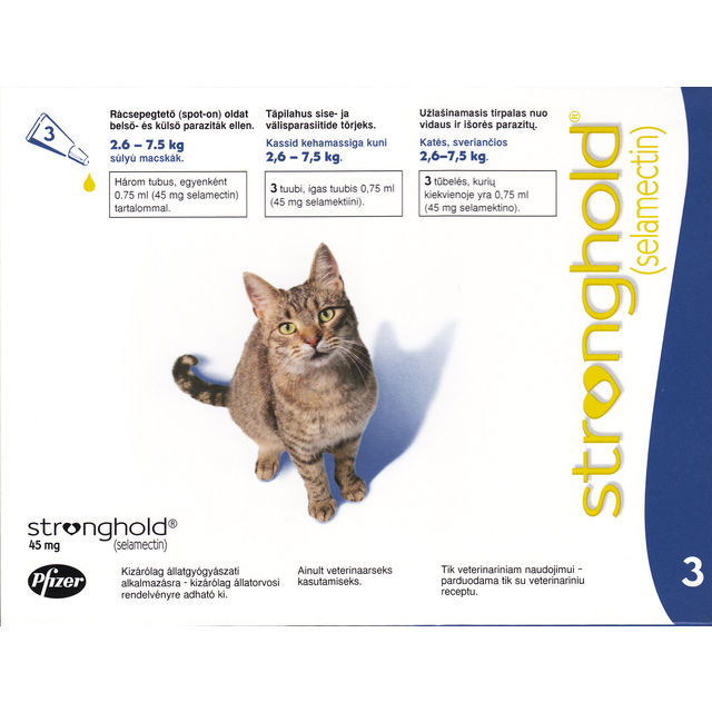 STRONGHOLD,45mg, katėms g.svorio 2,6–7,5 kg antiparazitins tirpalas 