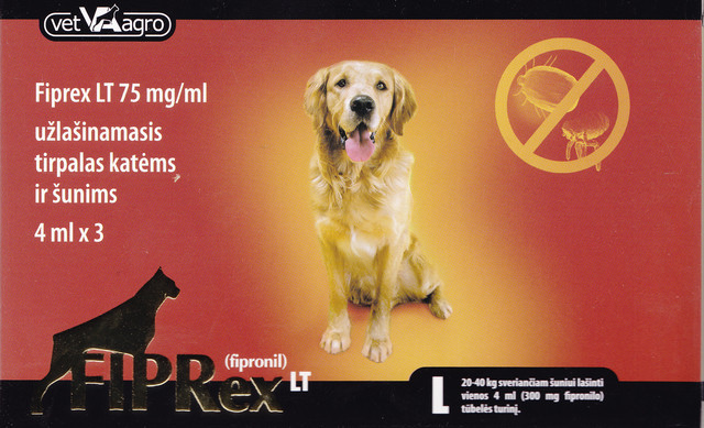 FIPREX-L 300 mg 20-40kg sveriančiam šuniui lašinti 4ml tūbelės turinį