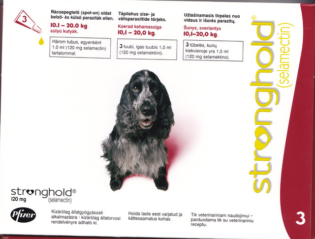 STRONGHOLD,120mg, šunims g.svorio 10,1–20,0 kg antiparazitins tirpalas 