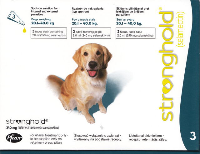 STRONGHOLD,240mg, šunims g.svorio 20,1–40,0 kg antiparazitins tirpalas 