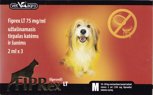 FIPREX-M 150 mg 10-20kg sveriančiam šuniui lašinti 2ml tūbelės turinį